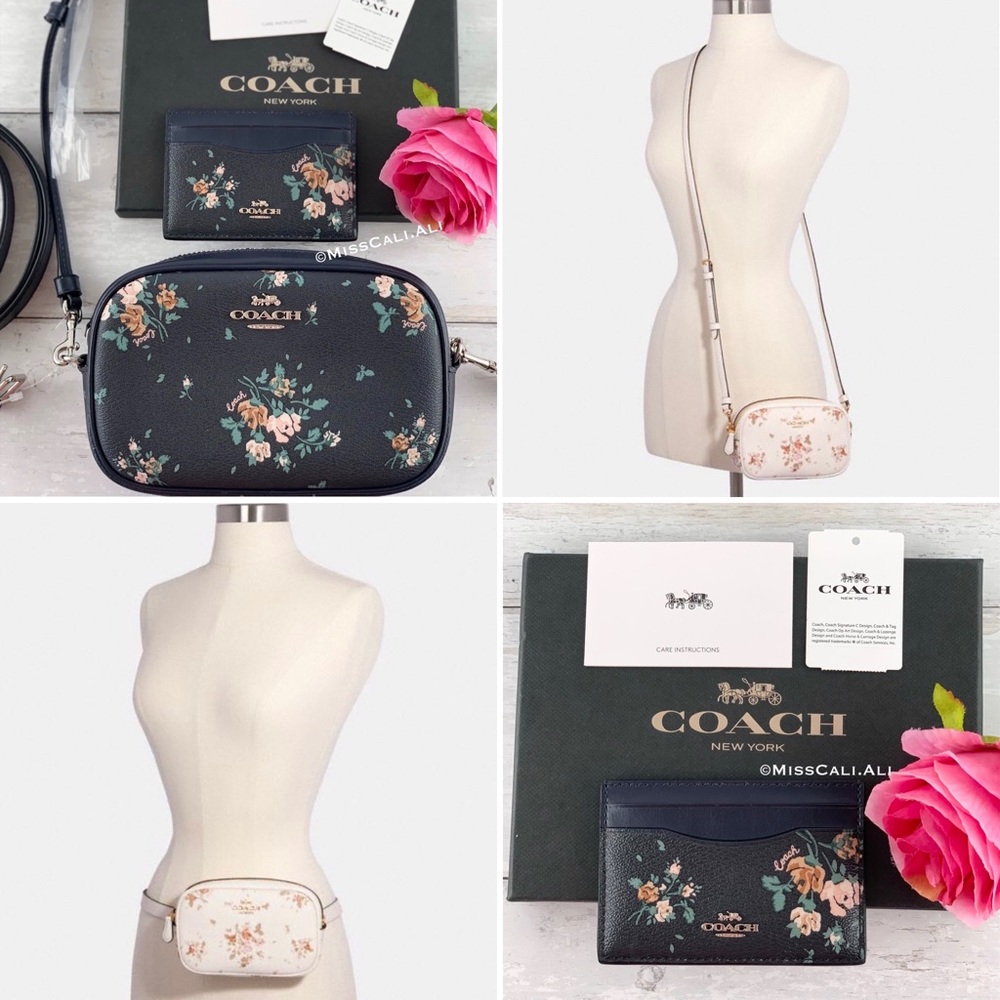 NWT COACH Rose Bouquet Convertible Belt Bag + Card Case Set - Picture 16 of 16